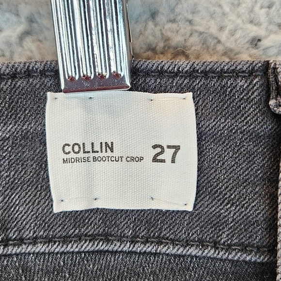 Hudson Womens Collin Midrise Bootcut Cropped Raw Hem Black Jean Sz 27 Distressed - Picture 10 of 12